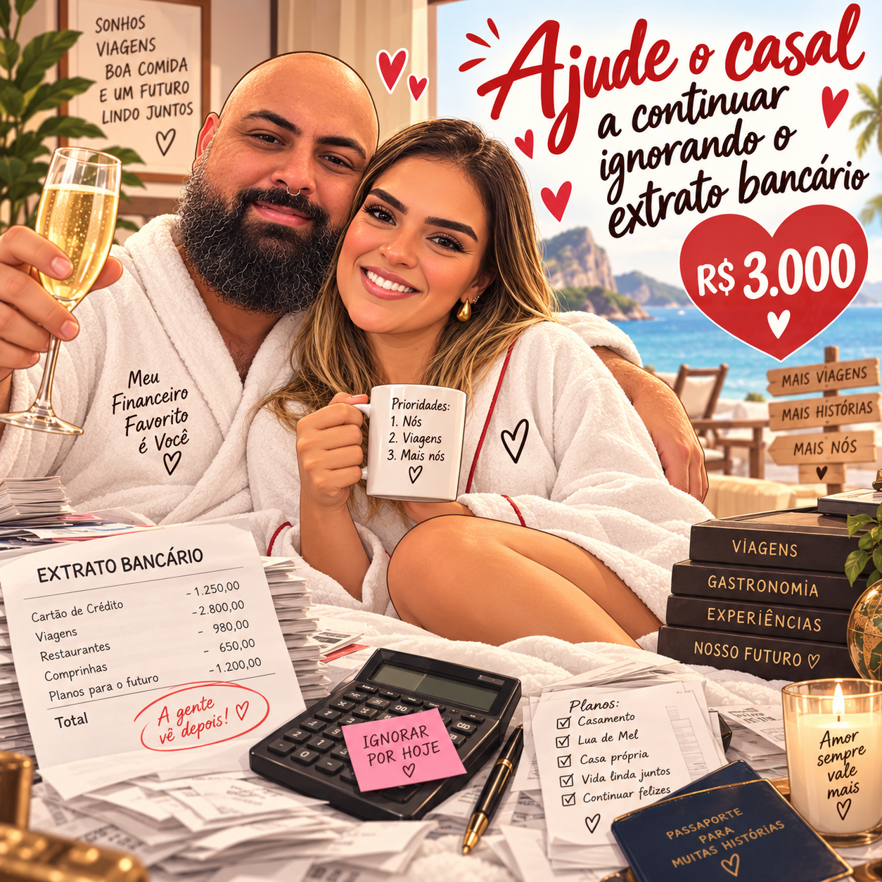 Ajude o casal a continuar ignorando o extrato bancário