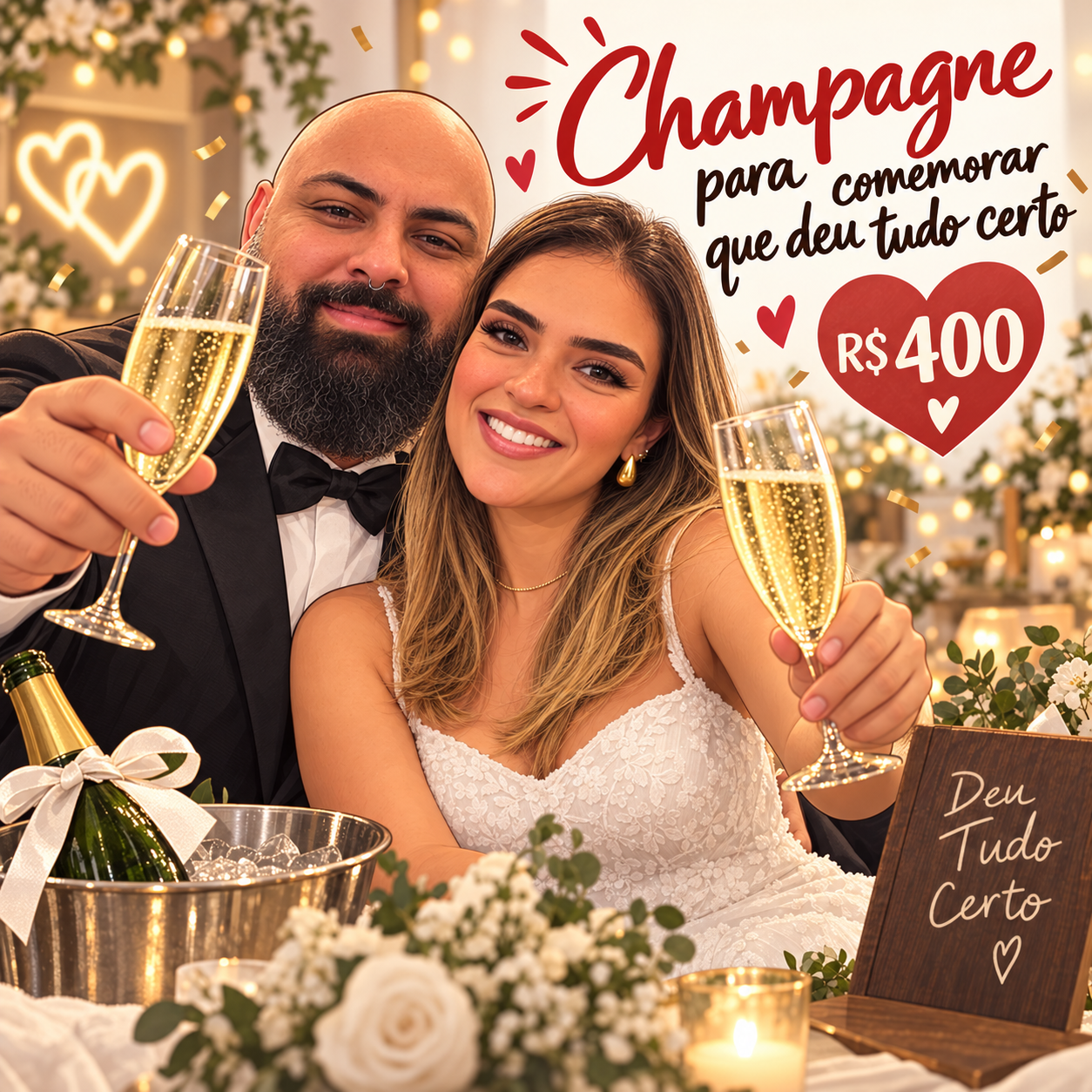 Champagne para comemorar que deu tudo certo