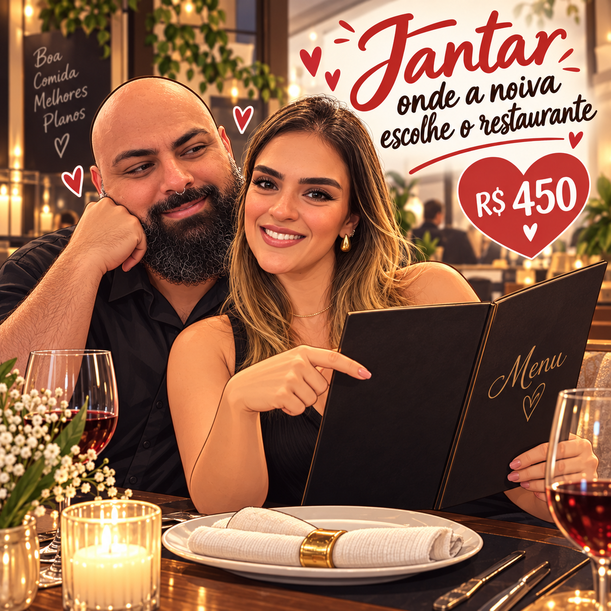 Jantar onde a noiva escolhe o restaurante