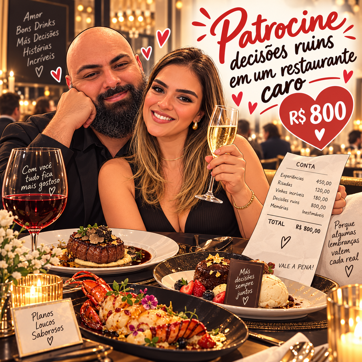 Patrocine decisões ruins em um restaurante caro