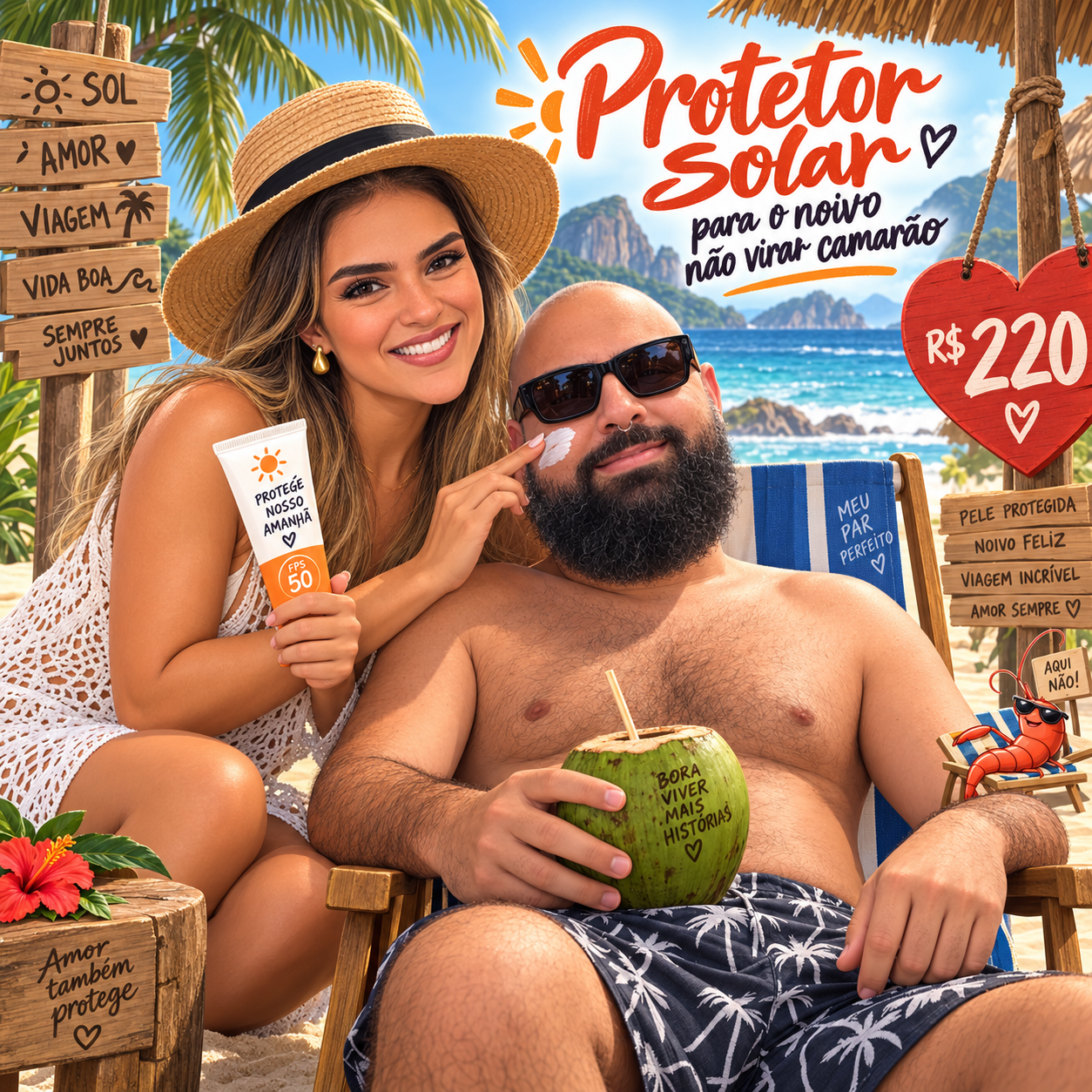 Protetor solar para o noivo não virar camarão
